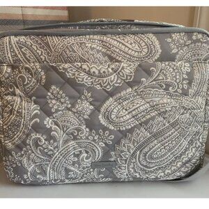 Vera Bradley Cloud Gray Paisley Laptop Workstation Crossbody Bag Tote Twill
